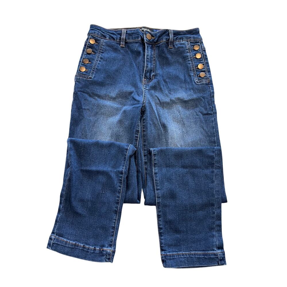 D. Jeans Straight Leg Button Detail Jeans Size 4